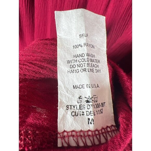 Dee Elle Womens M Top Wine Bell Sleeve Baby Doll Cold Shoulder Embroidery Strap - Picture 7 of 9